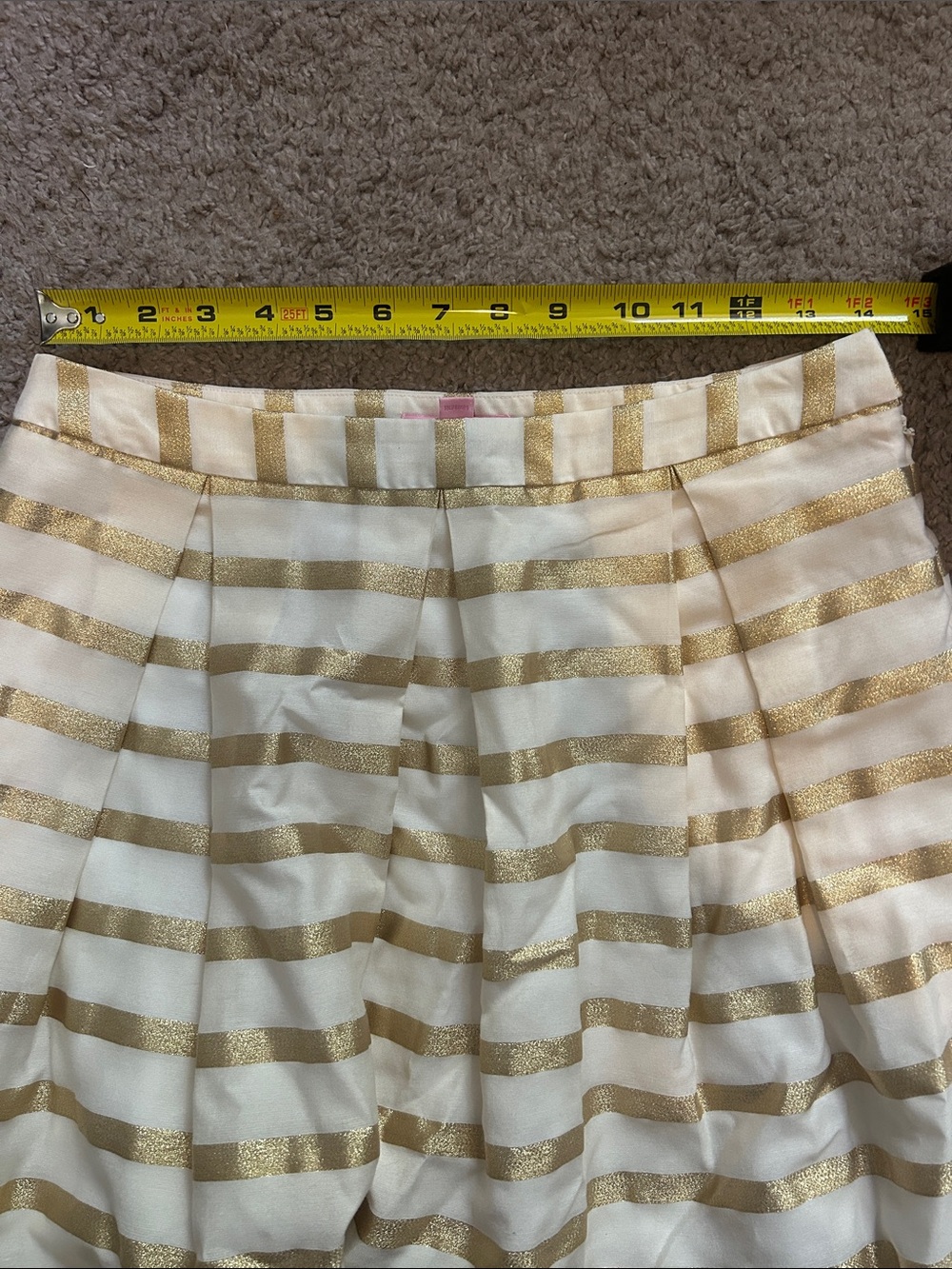 $148 Lilly Pulitzer Kylie Skirt - Resort White and Gold Stripe Sateen, Size 6 - Picture 9 of 9